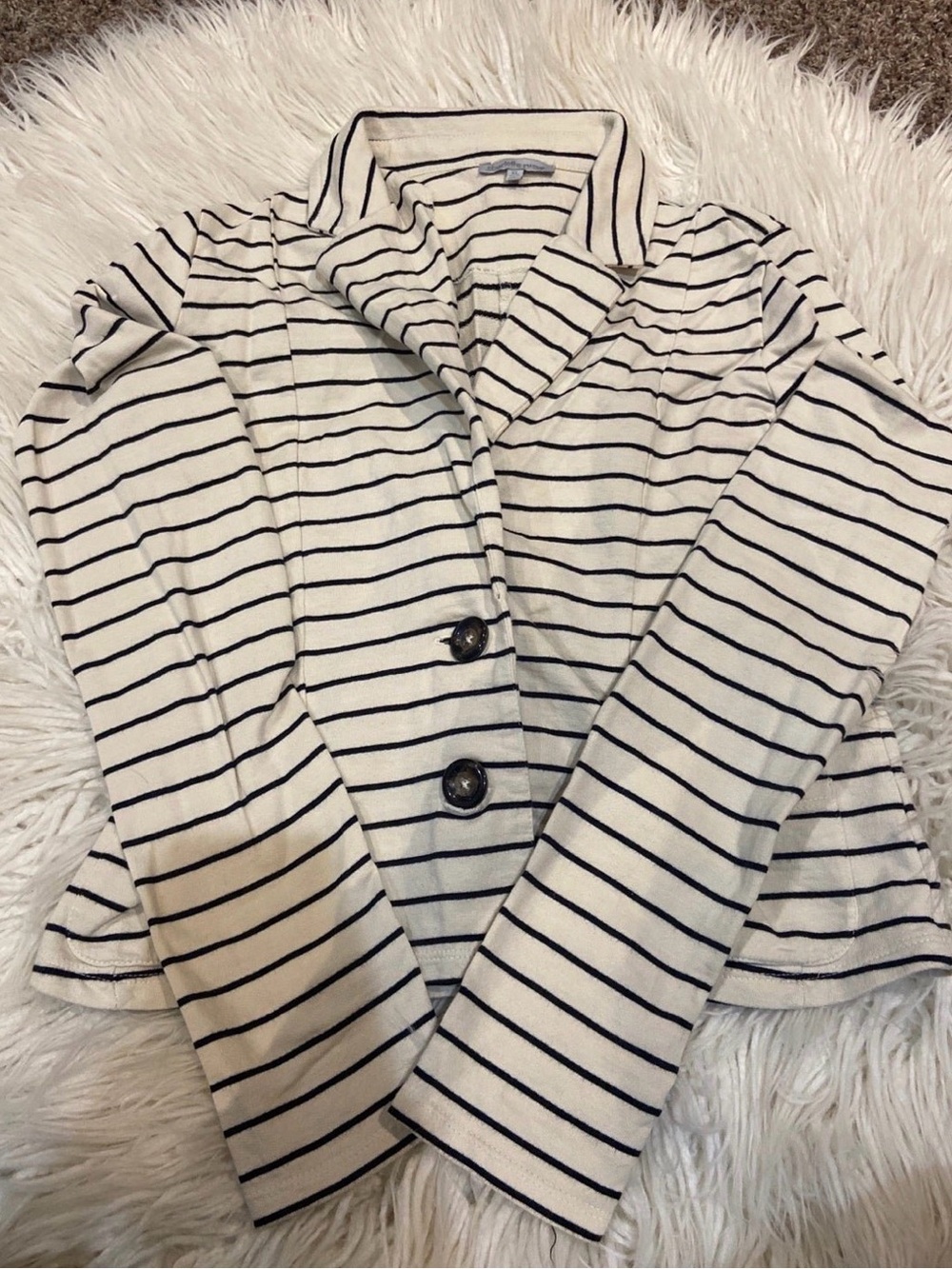 Charlotte Russe vintage 00s juniors XL Cream and Black Striped Knit Blazer